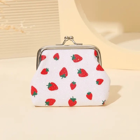 Strawberry Pattern Print Mini Coin Purse - Picture 2 of 3